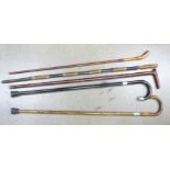 Five walking sticks, one silver mounted