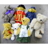 A collection of Teddy bears including Steiff and Harrods