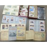 A collection of cigarette cards including nine albums