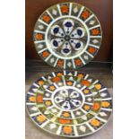 A pair of Royal Crown Derby 1128 Imari dinner plates, one other Royal Crown Derby plate and an