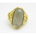 A silver gilt and Labradorite cabochon ring, O