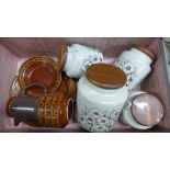 Four Hornsea Cornrose storage jars and a Beswick coffee pot and plates **PLEASE NOTE THIS LOT IS NOT