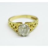 An 18ct gold, old cut diamond ring, over 0.5carat diamond weight, 4g, N