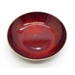 A small silver gilt and garnet coloured enamel trinket dish, marked for David Andersen, (1888-1925),