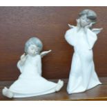 Two Lladro Angel figurines; Mime Angel no. 4959 and Angel Wondering no. 4962