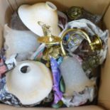 A brass ceiling light fitting and matching wall lights **PLEASE NOTE THIS LOT IS NOT ELIGIBLE FOR