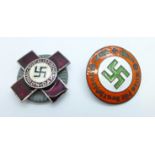 Two German enamel badges