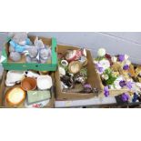 Five boxes of assorted china, soft toys, etc. **PLEASE NOTE THIS LOT IS NOT ELIGIBLE FOR POSTING AND