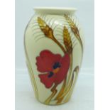 A Moorcroft Harvest Poppy design vase, shape no. 393/5, designed by Emma Bossoms, 14cm