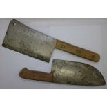 A cleaver marked Venture, Slater, Sheffield and a Spanish made cleaver