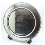 A silver salver with Brigadier Gerard engraving, (early 1970's racehorse), 370g, 22.5cm