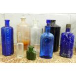 A collection of 19th Century and early 20th Century glass bottles including poison