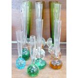 Thirteen posy vases with controlled bubble bases