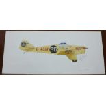 A 1970's/80's oil on board of a 1930's Miles Hawk racing aircraft, signed by the artist, Sparkes,