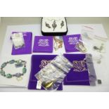 A collection of silver jewellery, etc., some with certificates