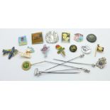 A collection of badges and pins