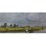 'The Trent Near Burton' after Peter De Wint, framed, 22 x 48cms