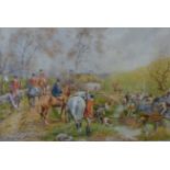 H. Murray, fox hunting scene, watercolour, 29 X 64cms