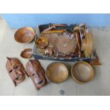 Assorted carved wooden items