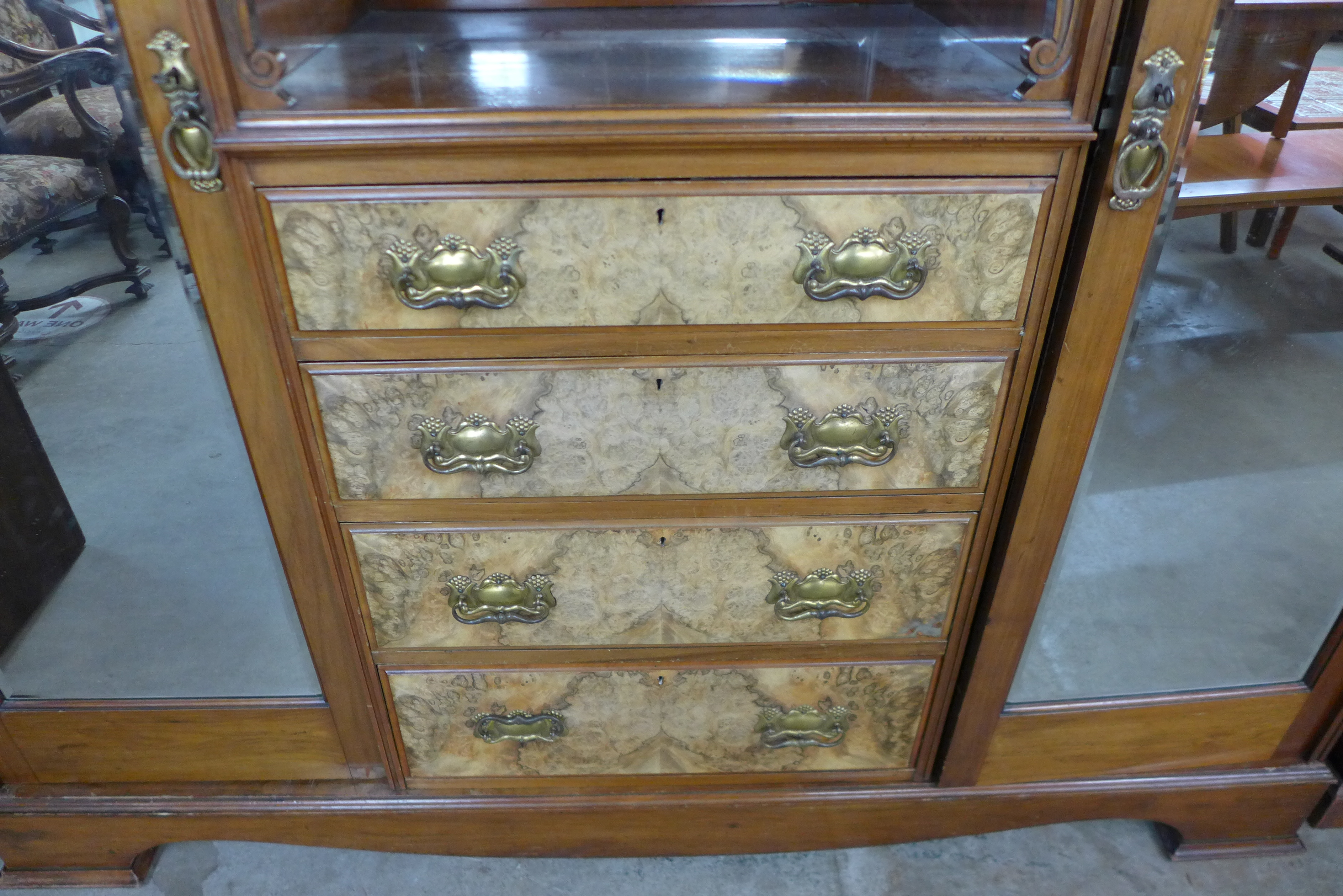 A Victorian carved walnut combination wardrobe - Image 3 of 5