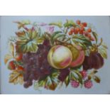 Still life of summer fruits, oil on porcelain, framed, 17 x 24cms