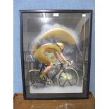 A Colnago cycling advertising poster, framed