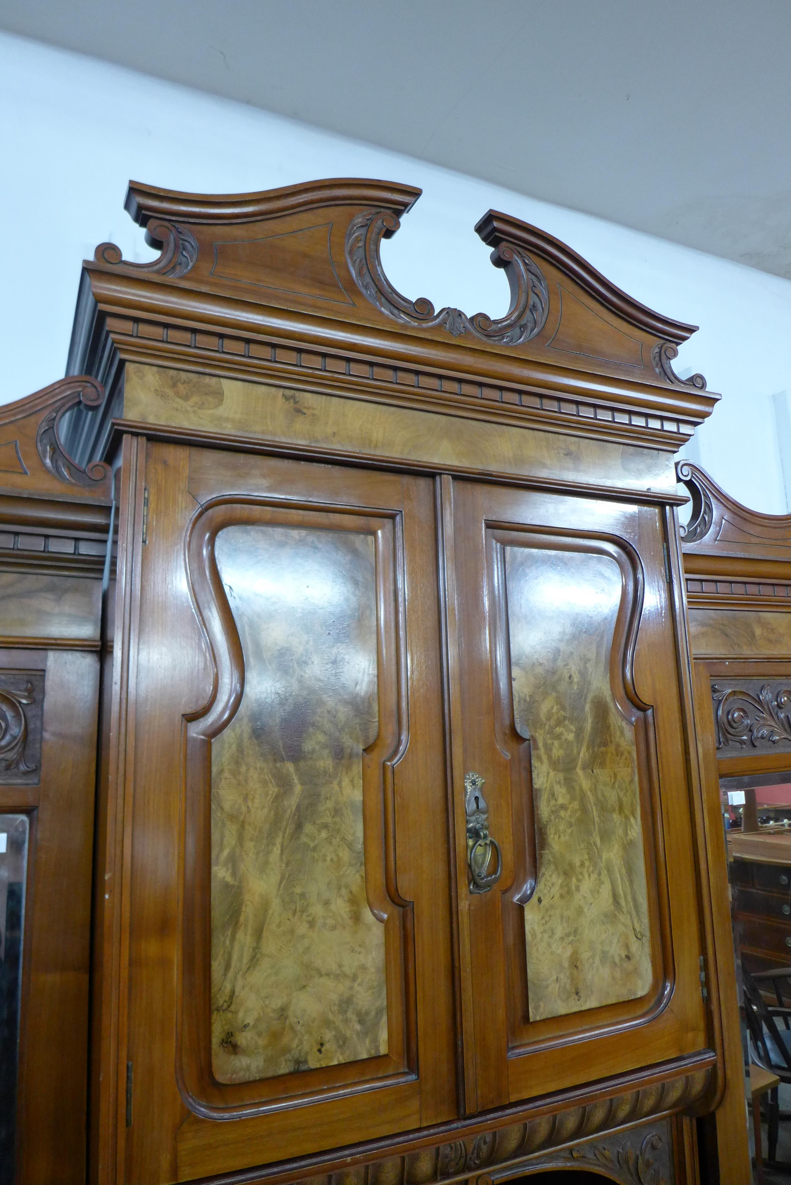 A Victorian carved walnut combination wardrobe - Image 4 of 5