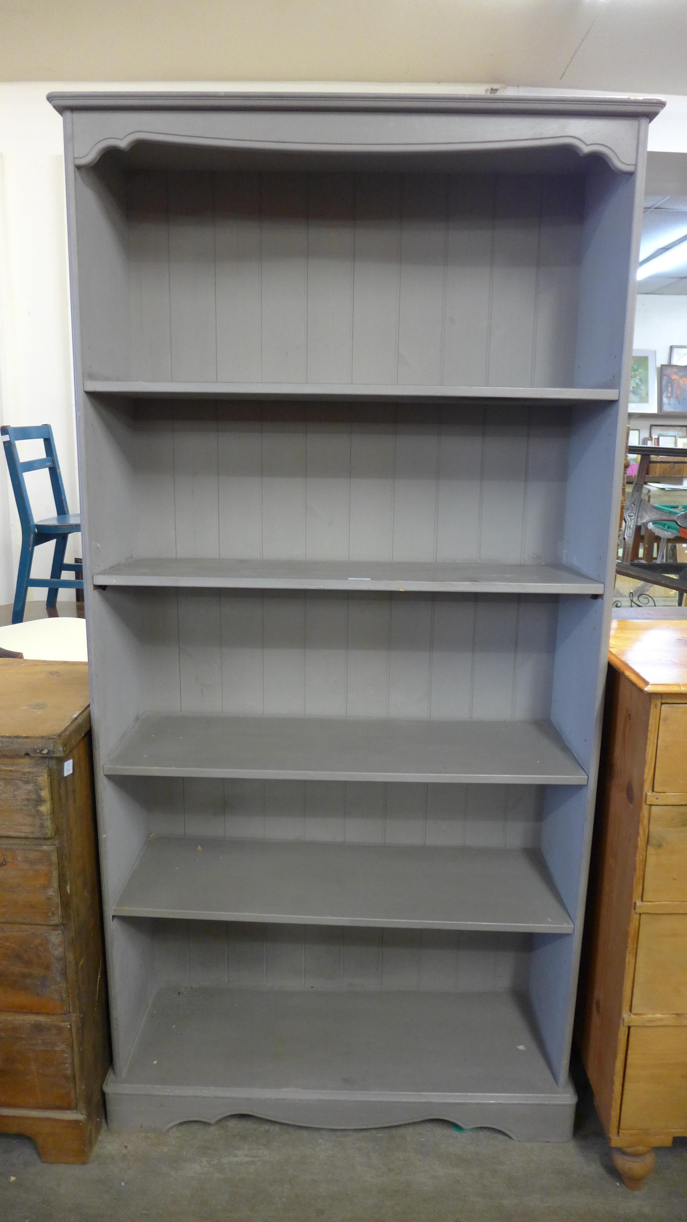 A painted pine open bookcase