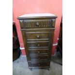A 19th Century French beech and marble topped chest