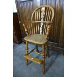A child's elm and beech Windsor high chair