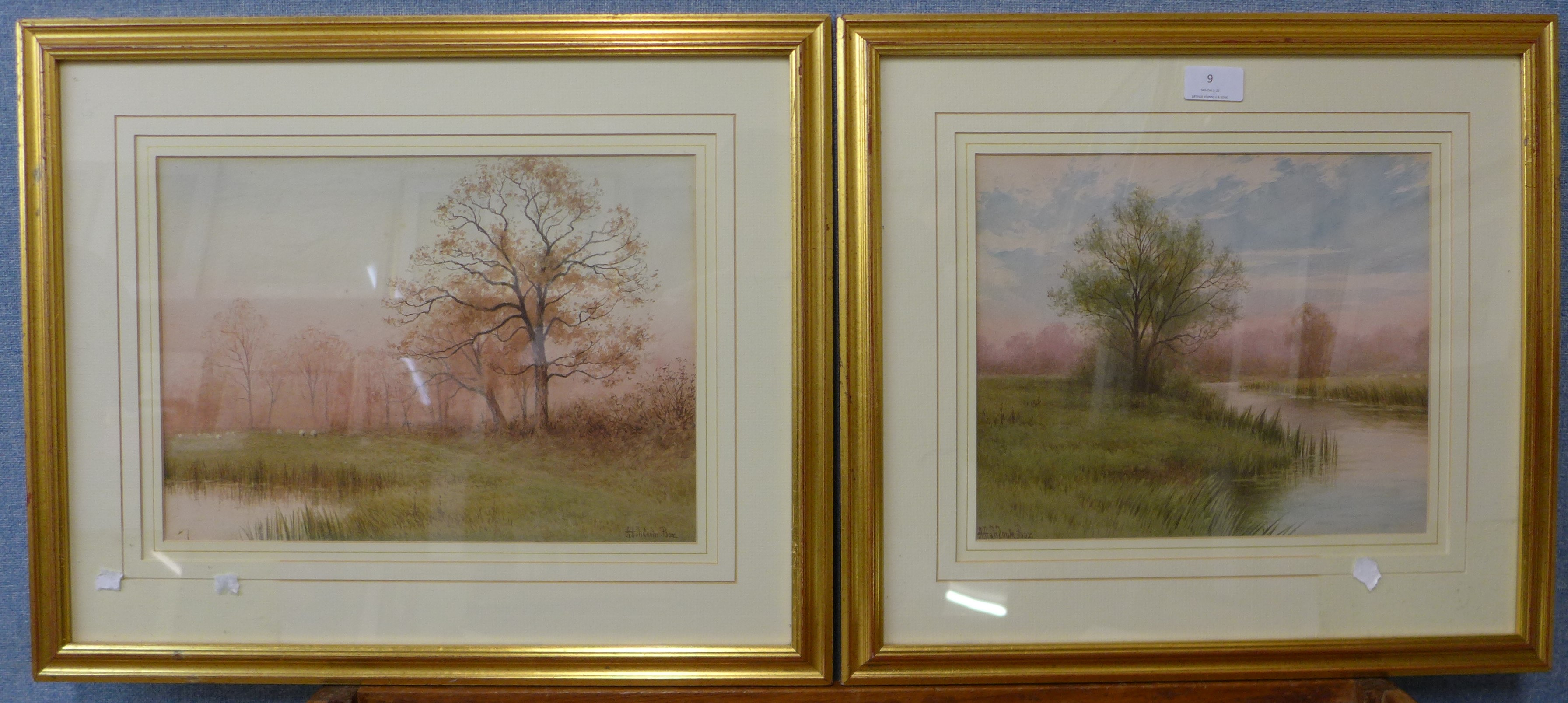 Alfred Ashdown Box, two watercolours, summer landscape and autumn meadow, framed, 24 x 29cms and - Image 3 of 4