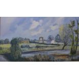 T.O.V. Hoult, rural landscape, oil on board 49 x 87cms