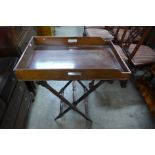 A Victorian mahogany butler's tray on stand