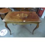 A 19th century French inlaid rosewood single drawer side table