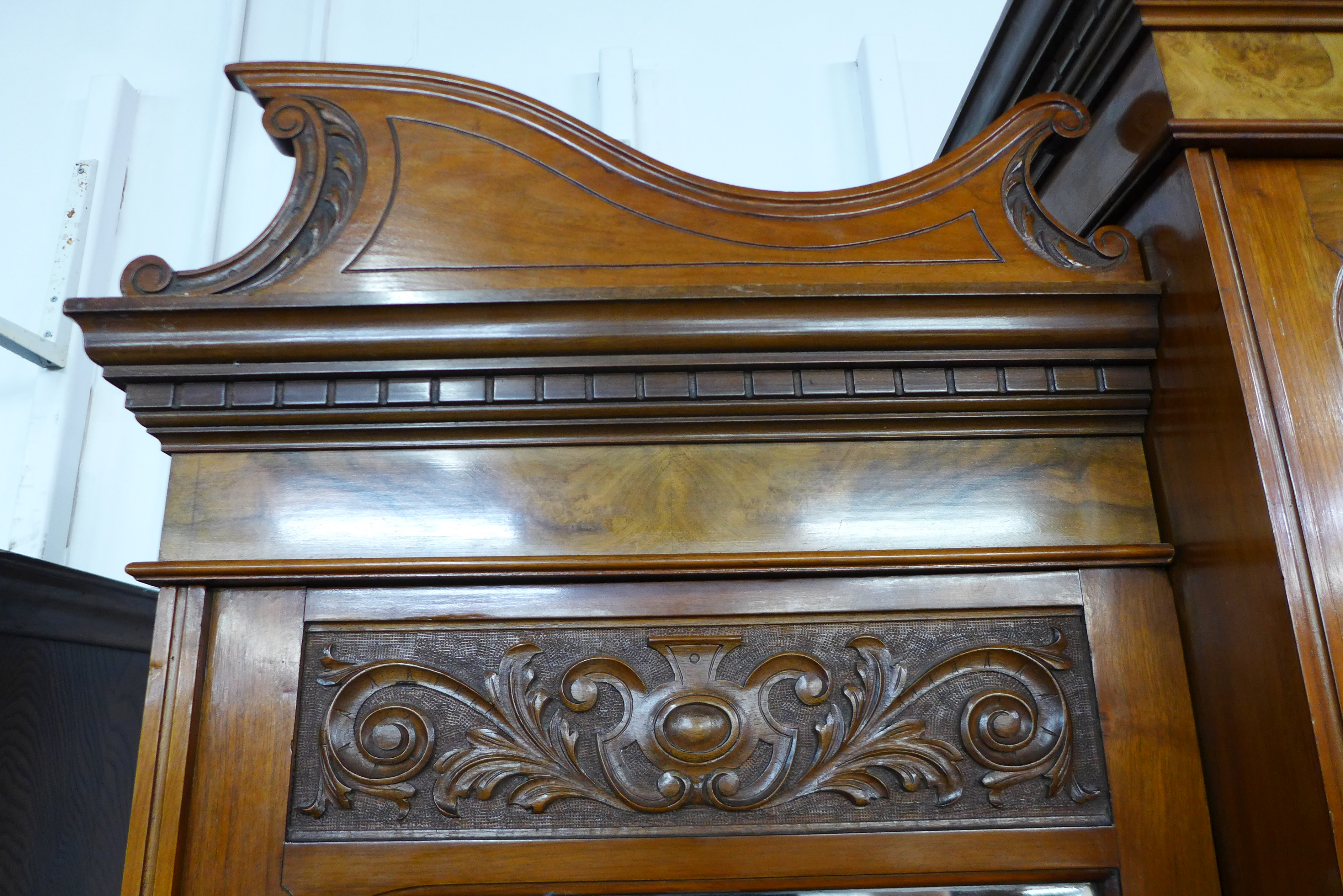 A Victorian carved walnut combination wardrobe - Image 5 of 5