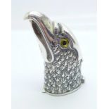 A 925 silver American eagle's head vesta case, 50g