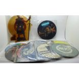 A collection of fourteen picture disc records, most 7"