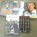 Five Nottingham Forest related books, three signed, Shilton, Pearce, Clark, plus a signed