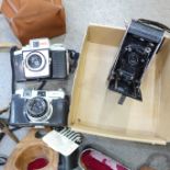Three cameras: Nagel, Samoca and Kodak, cased
