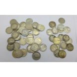 Approximately 60 pre 1920 3d coins including eighteen Victorian, 82.3g