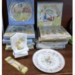 Wedgwood Peter Rabbit plates, seven Birthday plates, 1982-2004, nine Christmas plates, 1985-1999,