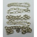 Five silver bracelets, 92g