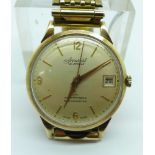 A 9ct gold cased Accurist wristwatch and associated rolled gold bracelet strap