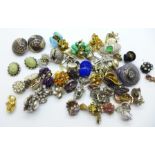 Approximately forty pairs of clip-on vintage earrings