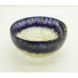 A rare Millers vein Blue John miniature bowl, (39mm x 22mm), displaying complete radial banding