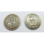 Two Georgian shillings, 1820 and 1826