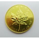 A Canadian gold Maple, 1oz 999.9 fine gold 1985 50 Dollars coin, 31.2g