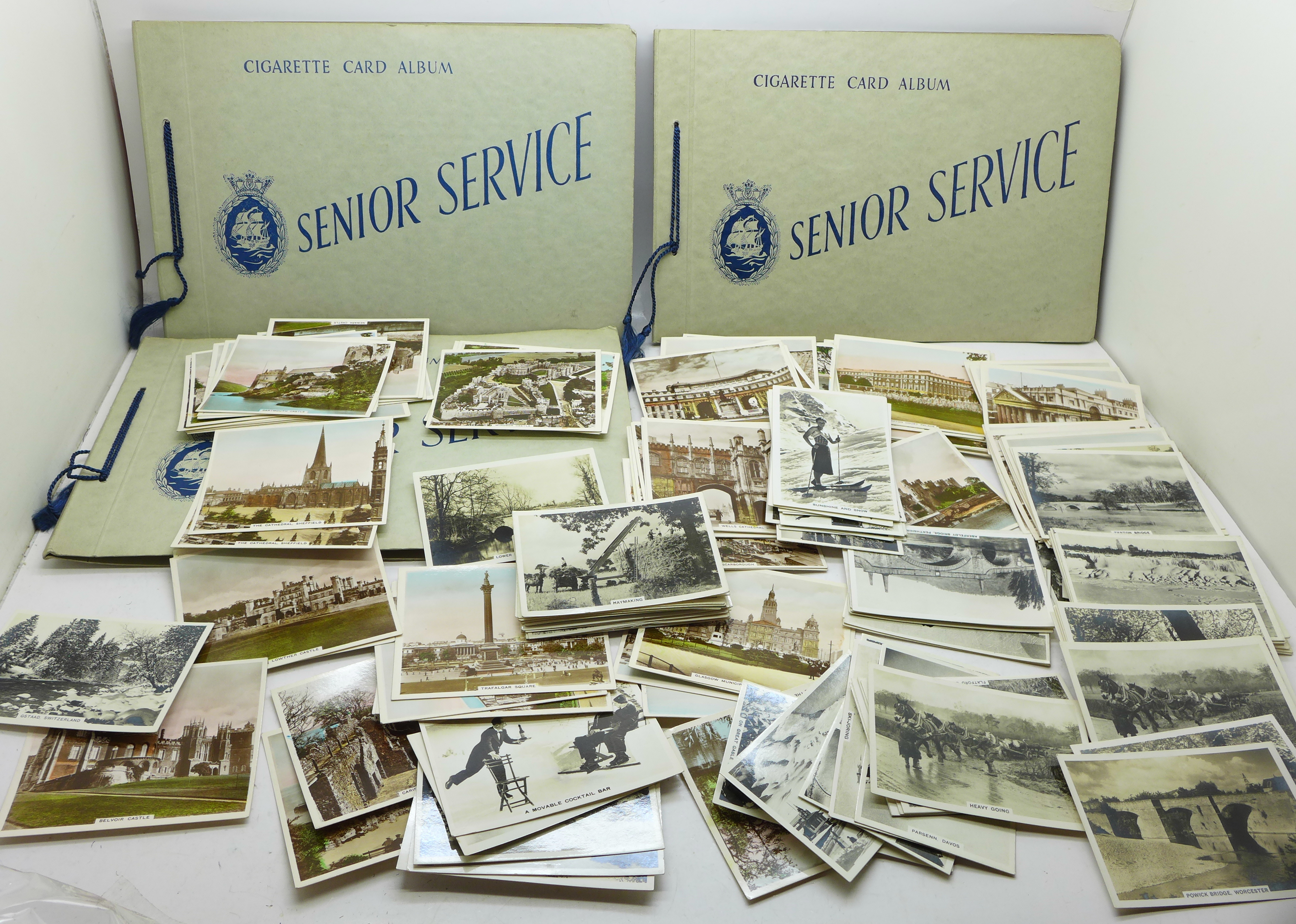 A collection of cigarette cards, Senior Service and Sunripe and Spinet Oval