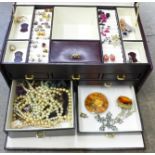 A jewellery box containing fashion and costume jewellery