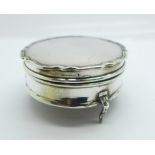 A silver jewellery box, 7cm diameter